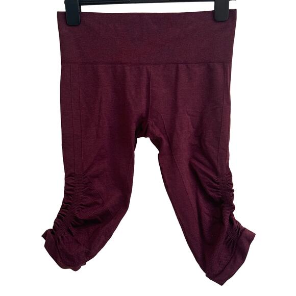 Lululemon In The Flow Crop II Leggings Womens 8 Heathered Bordeaux Ruched Capri - Picture 3 of 6